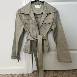 corset detail jacket in linen gray